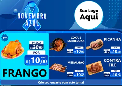 Modelo de Encarte para Encarte A4 Horizontal com o tema Novembro Azul para Assados