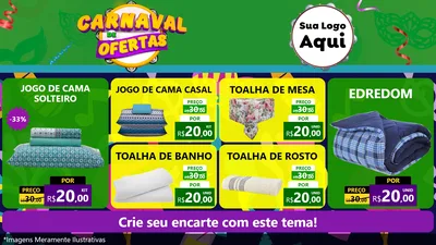 Modelo de TV para TV Horizontal com o tema Carnaval de Ofertas para Cama, Mesa e Banho