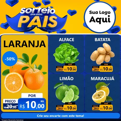 Modelo de Rede Social para Feed Facebook com o tema Sorteio Dia dos Pais para Hortifrúti