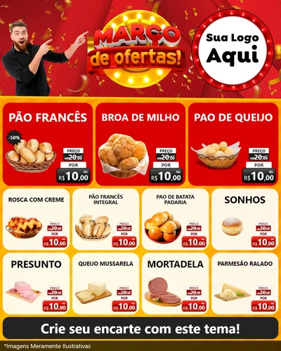 Modelo de Rede Social para Feed Instagram com o tema Março de Ofertas! para Padaria