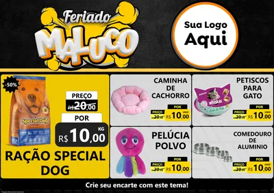 Modelo de Encarte para Encarte A4 Horizontal com o tema Feriado Maluco para Pet Shop