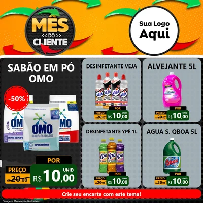 Modelo de Rede Social para Feed Facebook com o tema Mês do Cliente para Produtos de Limpeza