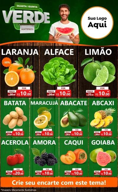 Modelo de Encarte para Encarte Grande com o tema Quarta e Quinta Verde - Hortifruti para Hortifrúti