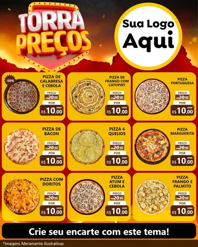 Modelo de Rede Social para Feed Instagram com o tema Torra Preços para Pizzaria