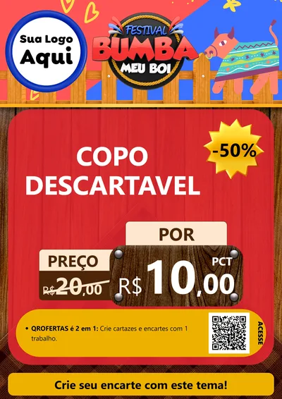 Modelo de Cartaz para Cartaz A4 Vertical com o tema Festival Bumba Meu Boi para Embalagens