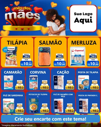 Modelo de Rede Social para Feed Instagram com o tema Mês das Mães para Peixaria
