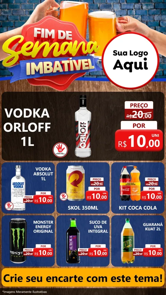 Modelo de Rede Social para Stories com o tema Fim de Semana Imbatível Bebidas para Distribuidora de bebidas