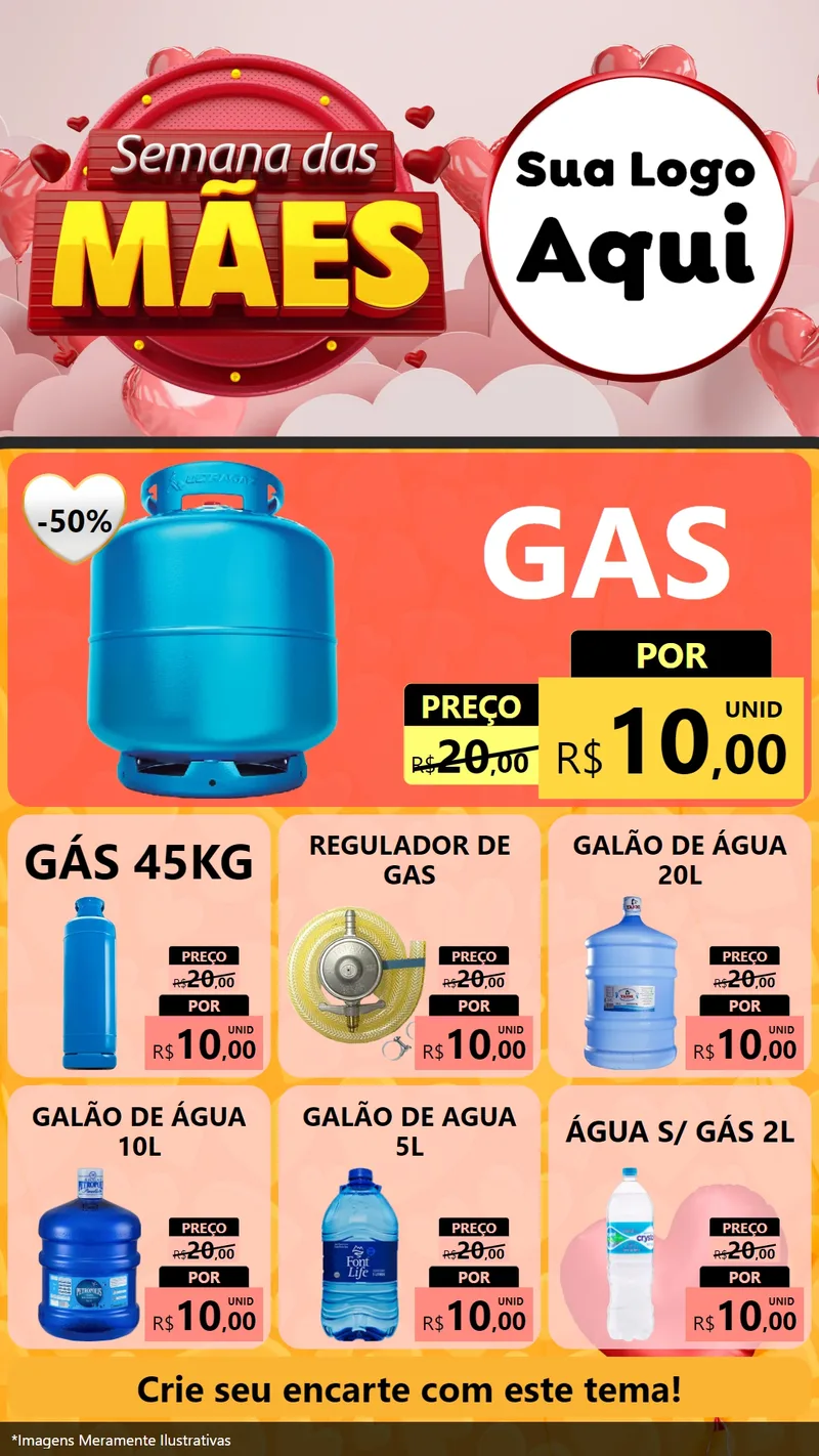 Modelo de Rede Social para Stories com o tema Semana das Mães para Água e gás