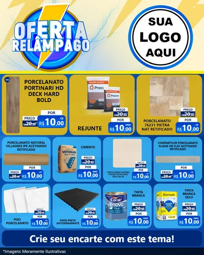 Modelo de Rede Social para Feed Instagram com o tema Oferta Relâmpago para Pisos e revestimentos