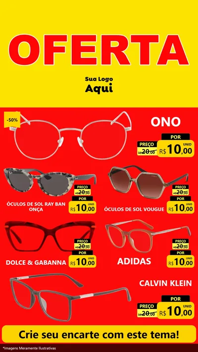 Modelo de TV para TV Vertical com o tema OFERTA - Vermelho Cartaz para Óticas