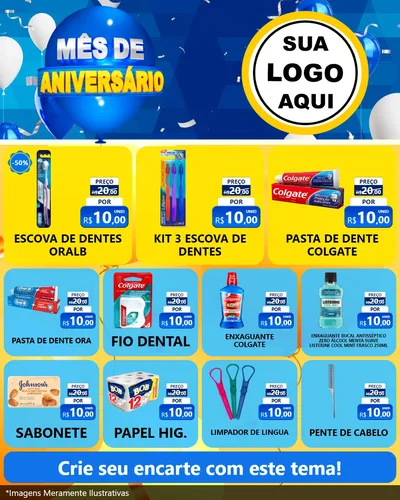 Modelo de Rede Social para Feed Instagram com o tema Mês de Aniversário para Higiene Pessoal