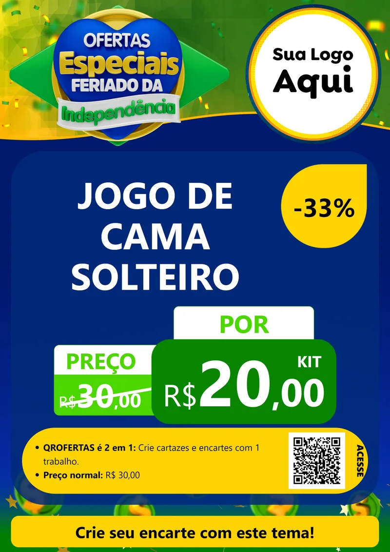 Modelo de Cartaz para Cartaz A4 Vertical com o tema Ofertas Especiais Feriado da Independência para Cama, Mesa e Banho