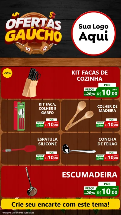 Modelo de TV para TV Vertical com o tema Ofertas Dia do Gaúcho para Utilidades Domésticas