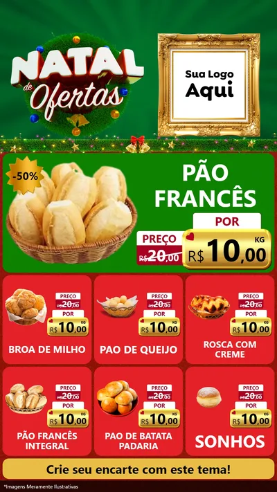 Modelo de Rede Social para Stories com o tema Natal de Ofertas para Padaria