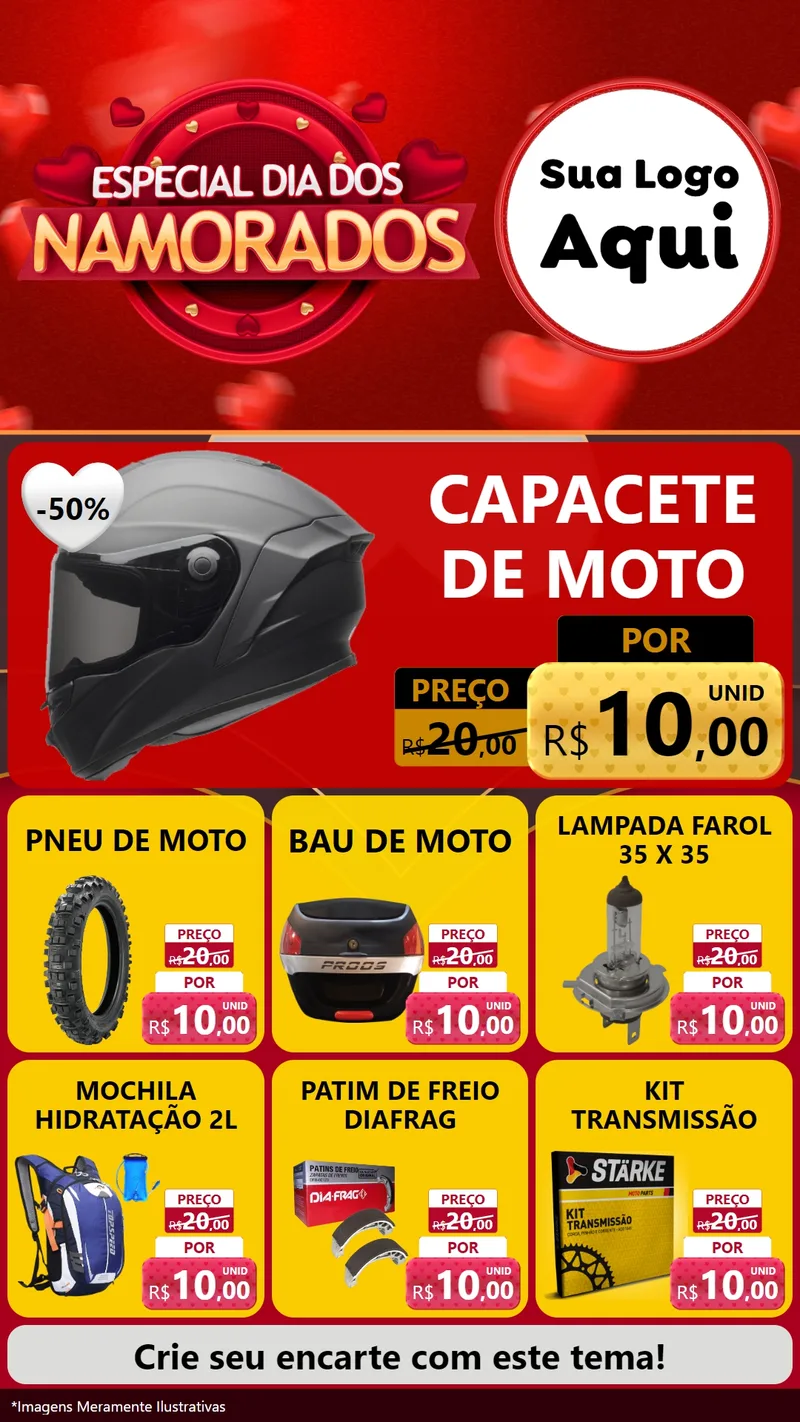 Modelo de Rede Social para Stories com o tema Especial Dia Dos Namorados para Moto peças
