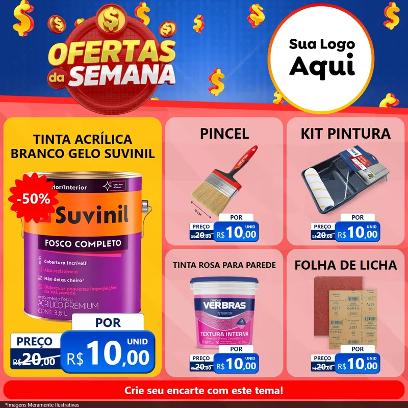 Modelo de Rede Social para Feed Facebook com o tema Ofertas Da Semana para Tintas e Ferramentas