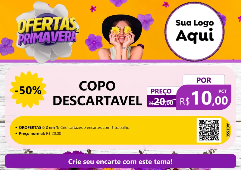 Modelo de Cartaz para Cartaz A4 Horizontal com o tema Ofertas Da Primavera para Embalagens