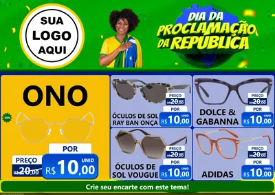 Modelo de Encarte para Encarte A4 Horizontal com o tema Dia Da Proclamação Da República para Óticas