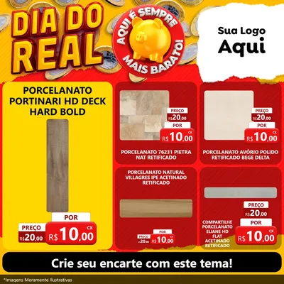 Modelo de Rede Social para Feed Facebook com o tema Dia Do Real para Pisos e revestimentos