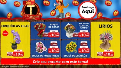 Modelo de TV para TV Horizontal com o tema Dia T - O Dia Mais Barato Do Mês para Floricultura e jardim
