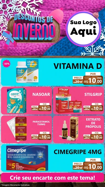 Modelo de TV para TV Vertical com o tema Descontos de Inverno para Farmácia