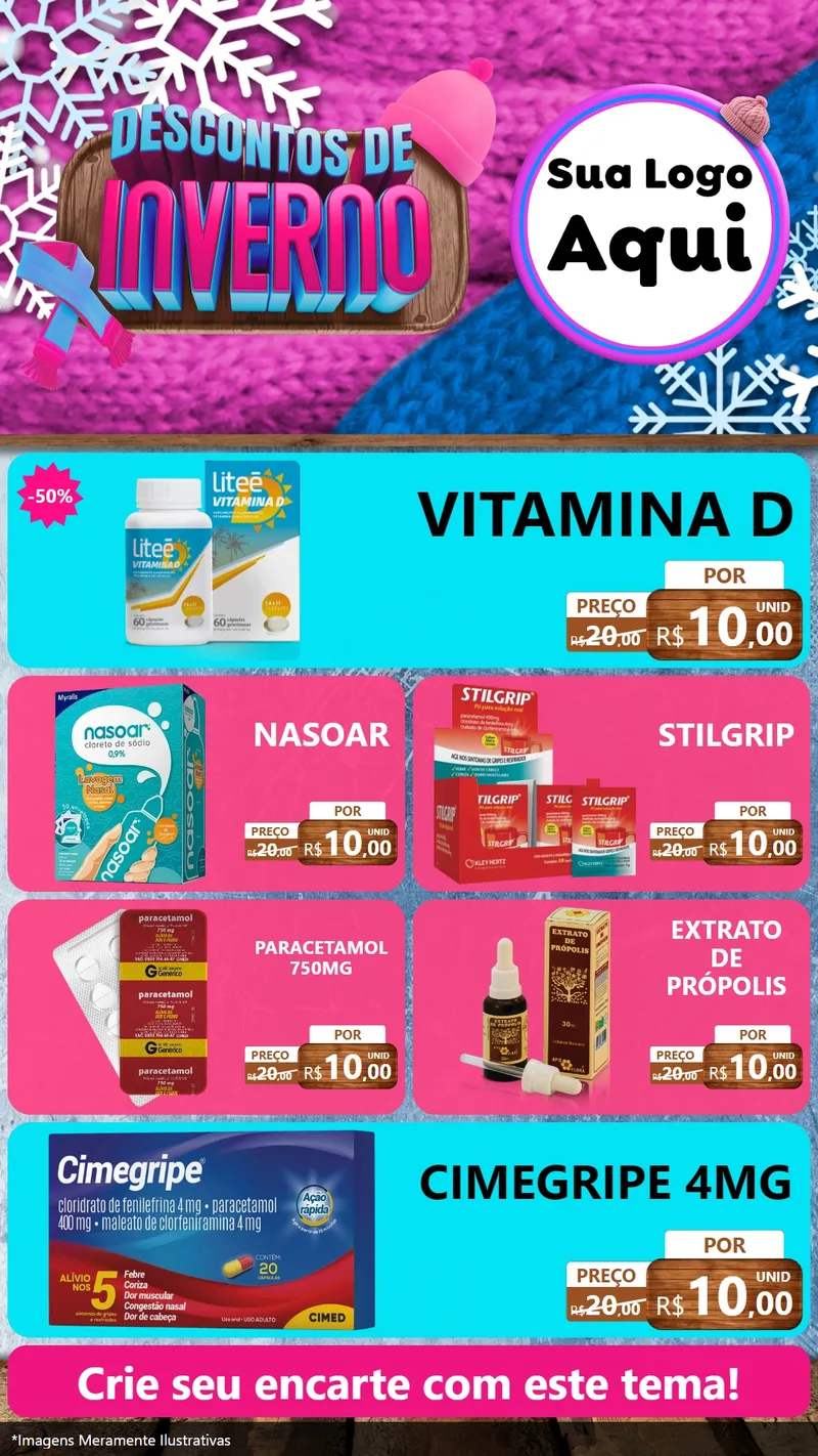 Modelo de TV para TV Vertical com o tema Descontos de Inverno para Farmácia