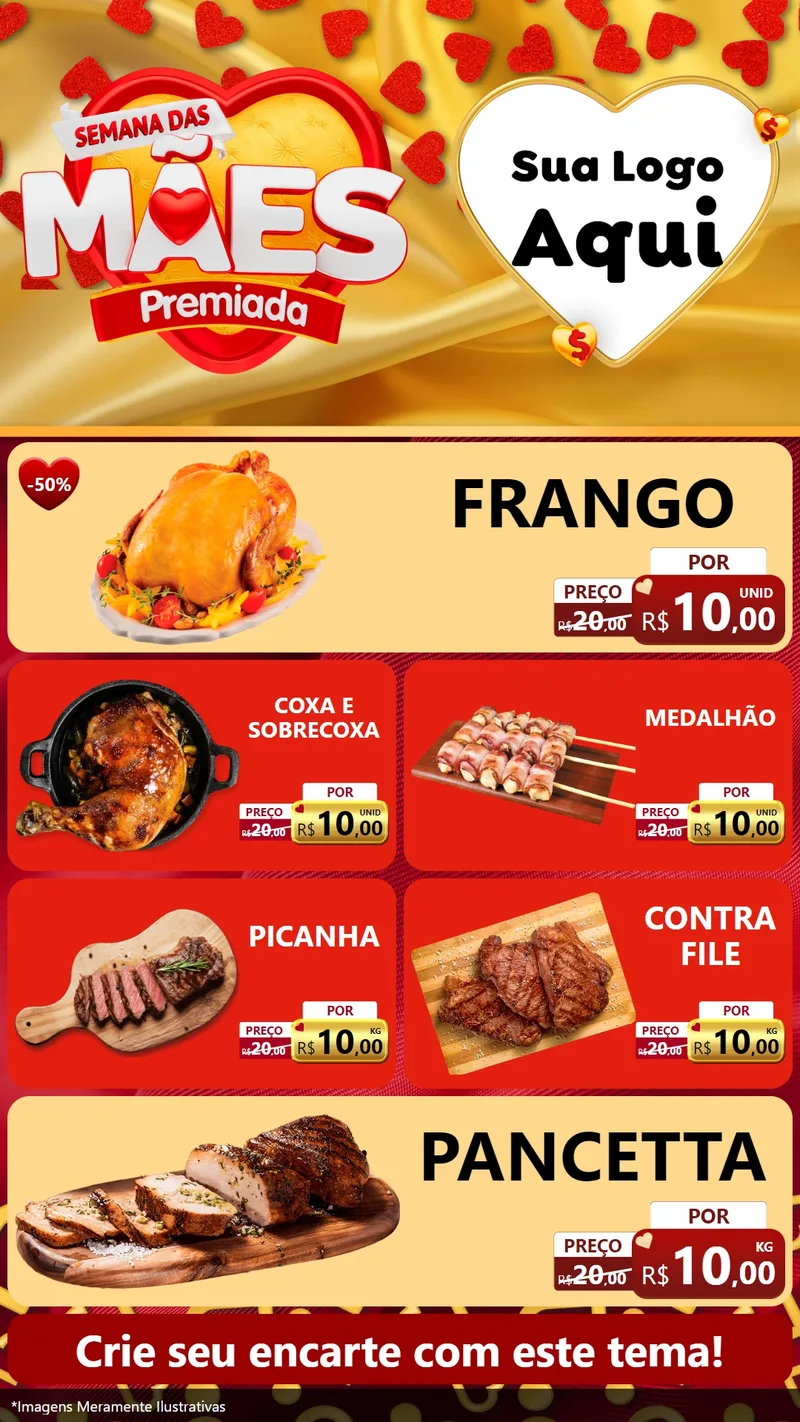 Modelo de TV para TV Vertical com o tema Semana das Mães Premiada para Assados