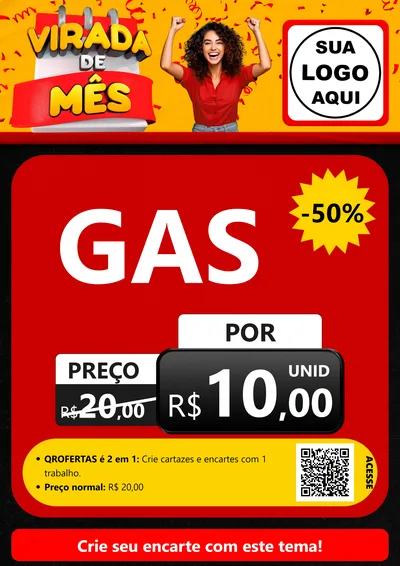 Modelo de Cartaz para Cartaz A4 Vertical com o tema Virada de Mês para Água e gás