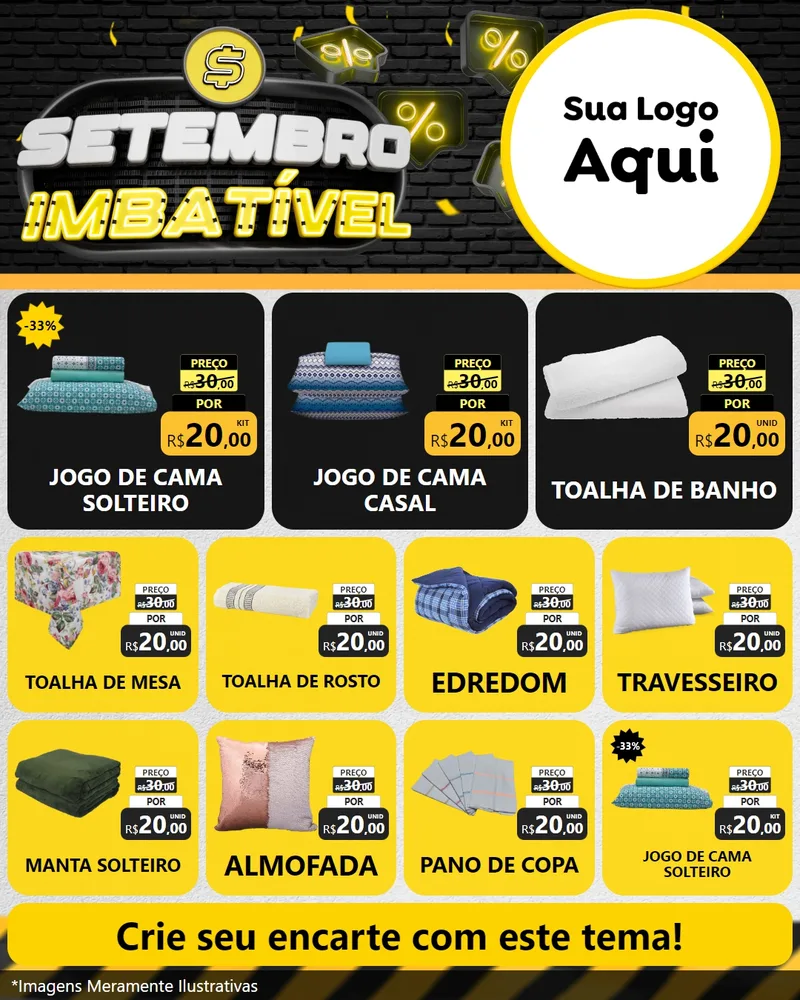 Modelo de Rede Social para Feed Instagram com o tema Setembro Imbatível para Cama, Mesa e Banho
