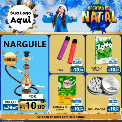 Modelo de Rede Social para Feed Facebook com o tema Ofertas de Natal para Tabacaria
