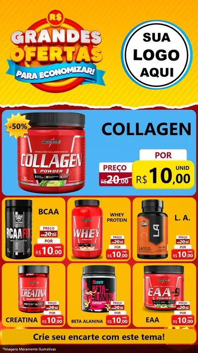 Modelo de Rede Social para Stories com o tema Grandes Ofertas Para Economizar! para Suplementos alimentares