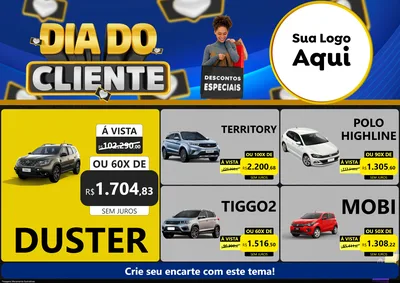 Modelo de Encarte para Encarte A4 Horizontal com o tema Dia Do Cliente para Concessionaria de Carros