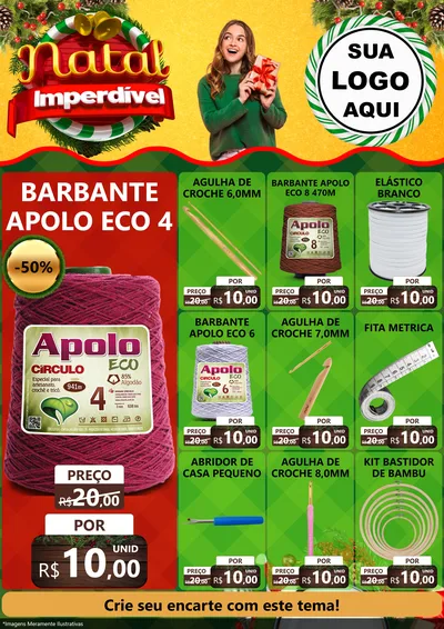 Modelo de Encarte para Encarte A4 Vertical com o tema Natal Imperdível para Armarinho e Aviamentos