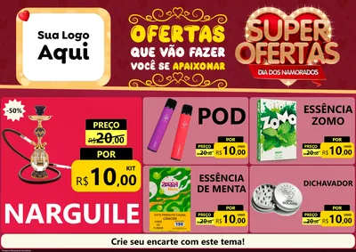 Modelo de Encarte para Encarte A4 Horizontal com o tema Dia dos Namorados para Tabacaria