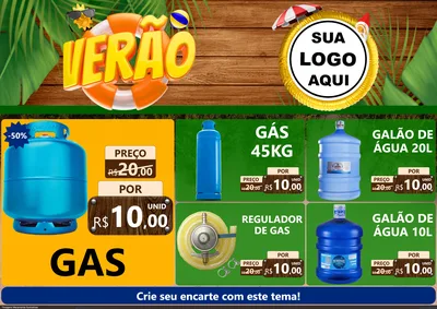 Modelo de Encarte para Encarte A4 Horizontal com o tema Verão para Água e gás