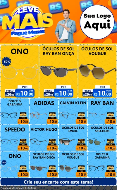 Modelo de Encarte para Encarte Grande com o tema Leve Mais, Pague Menos para Óticas