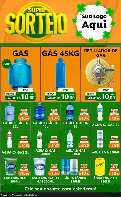 Modelo de Encarte para Encarte Grande com o tema Super Sorteio para Água e gás