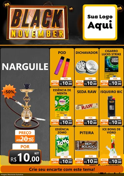 Modelo de Encarte para Encarte A4 Vertical com o tema Black November para Tabacaria