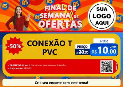 Modelo de Cartaz para Cartaz A4 Horizontal com o tema Final de Semana de Ofertas para Tubos e conexões
