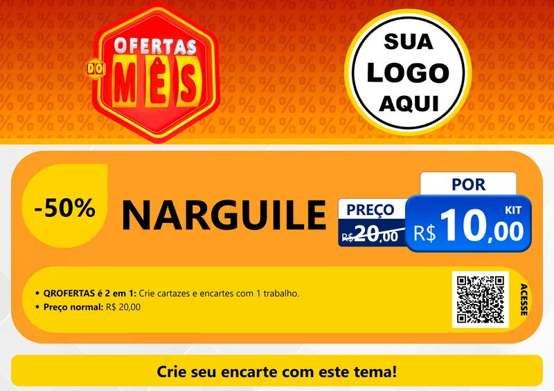 Modelo de Cartaz para Cartaz A4 Horizontal com o tema Ofertas do Mês para Tabacaria