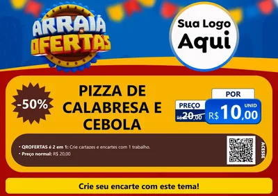 Modelo de Cartaz para Cartaz A4 Horizontal com o tema Arraiá de Ofertas - Junina para Pizzaria