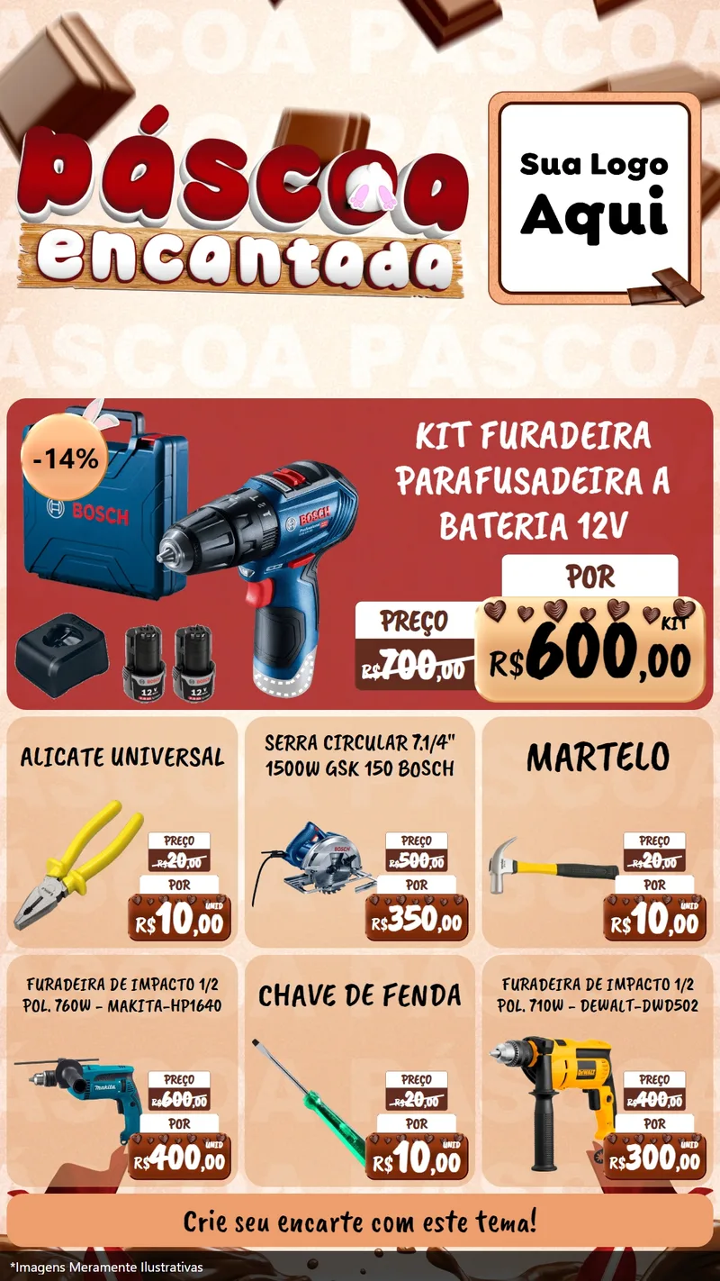Modelo de Rede Social para Stories com o tema Páscoa Encantada para Maquinas e Ferramentas