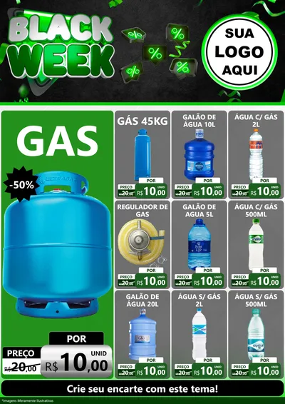 Modelo de Encarte para Encarte A4 Vertical com o tema Black Week para Água e gás