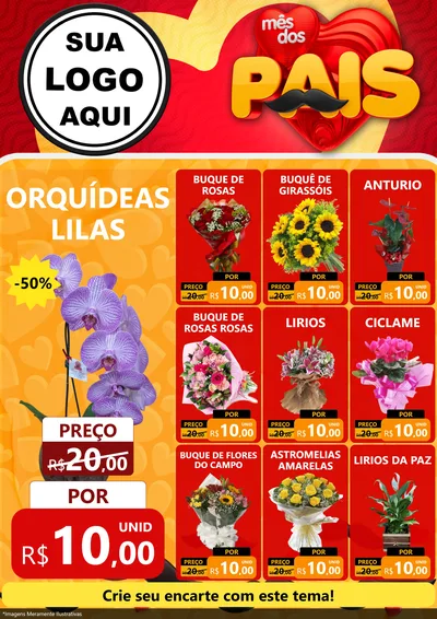 Modelo de Encarte para Encarte A4 Vertical com o tema Mês Dos Pais para Floricultura e jardim
