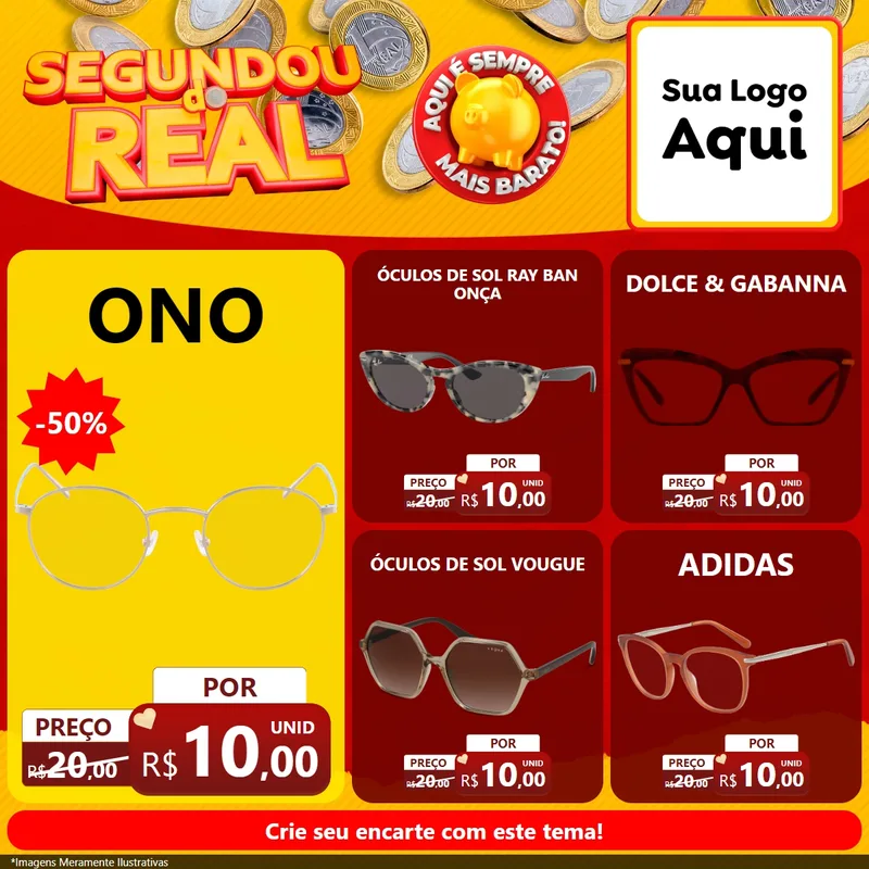 Modelo de Rede Social para Feed Facebook com o tema Segundou do Real para Óticas