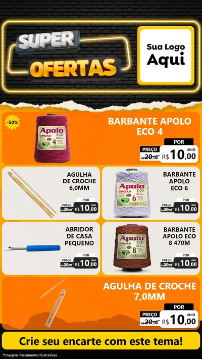 Modelo de TV para TV Vertical com o tema Super Ofertas para Armarinho e Aviamentos