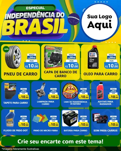 Modelo de Rede Social para Feed Instagram com o tema Especial Independência do Brasil para Auto peças