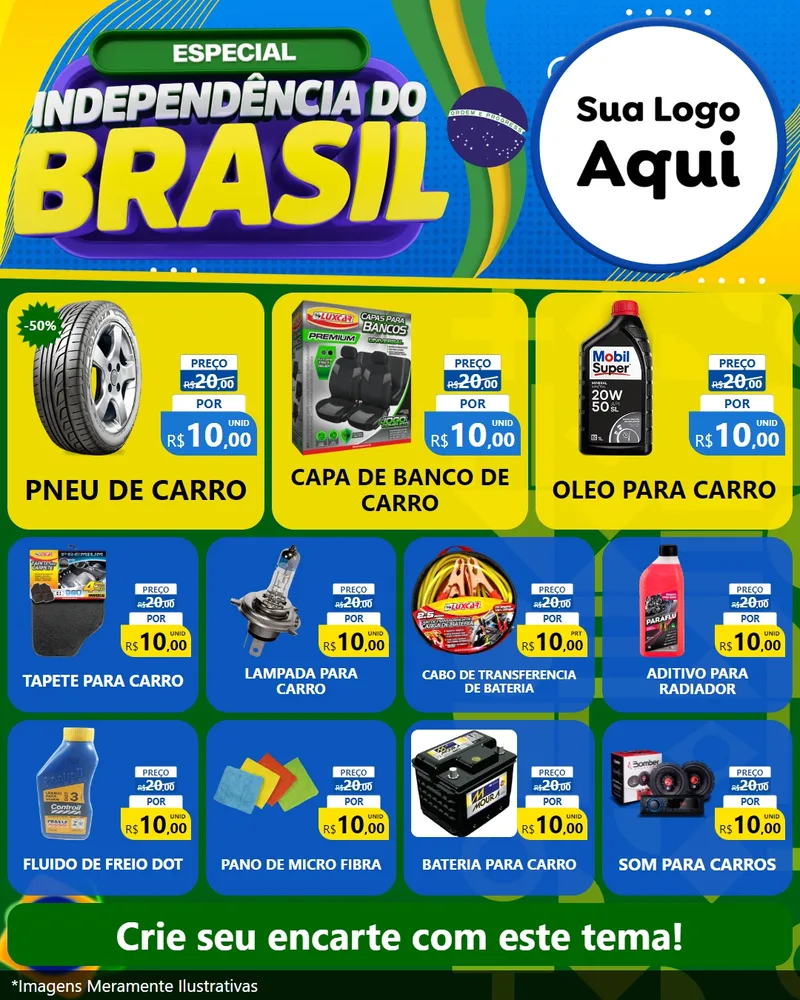 Modelo de Rede Social para Feed Instagram com o tema Especial Independência do Brasil para Auto peças