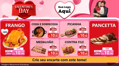 Modelo de TV para TV Horizontal com o tema Valentine's Day para Assados