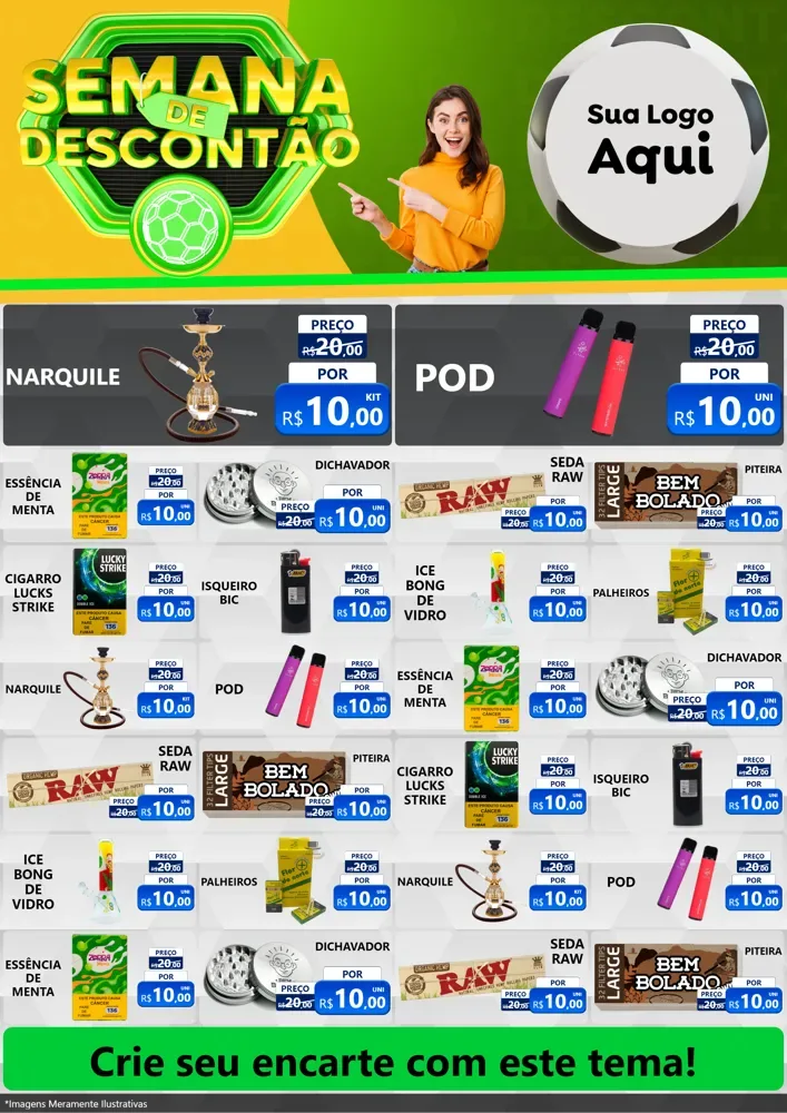 Modelo de Encarte para Encarte A4 Vertical com o tema Semana de Descontão - Copa para Tabacaria
